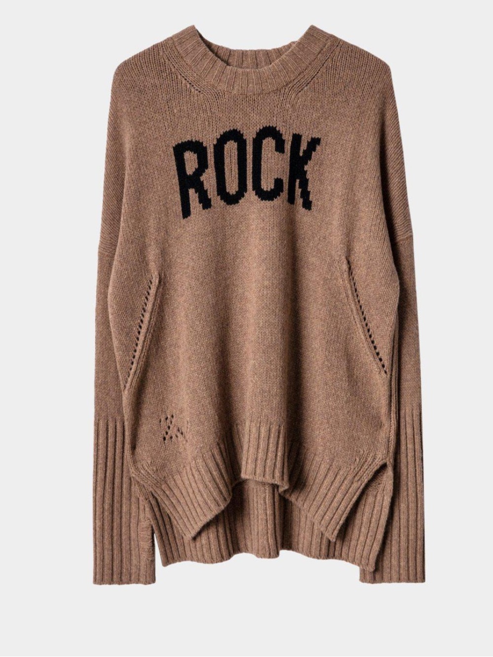 Zadig & Voltaire Malta Oversized Brown 'ROCK' Merino Wool Knit Sweater
